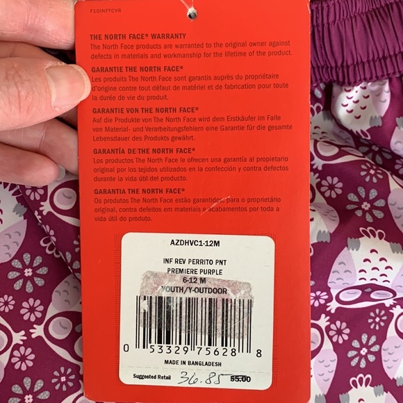 NWT North Face purple owl printed infant snow pants sz 6-12 months - Picture 4 of 7